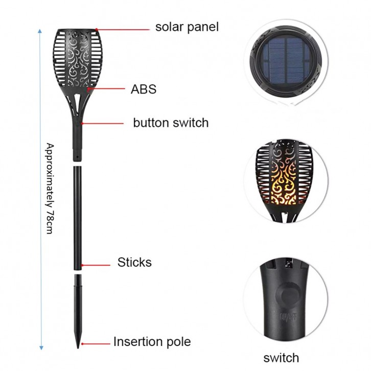 solar rechargeable torch led light