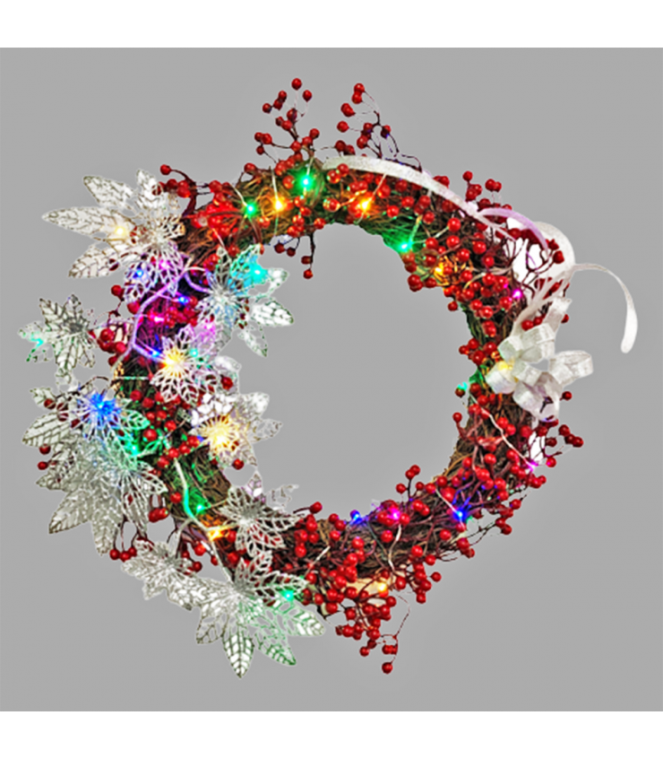 15 inches Artificial Christmas Wreath with LED Lights