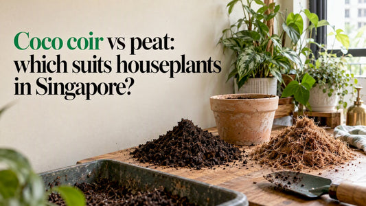 Coco coir and peat beside a plant pot