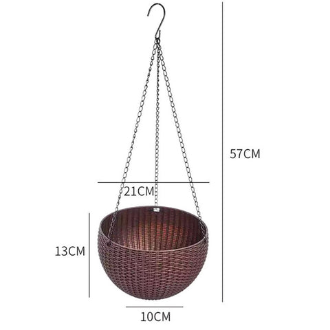 Plastic Rattan-Design Hanging Pot