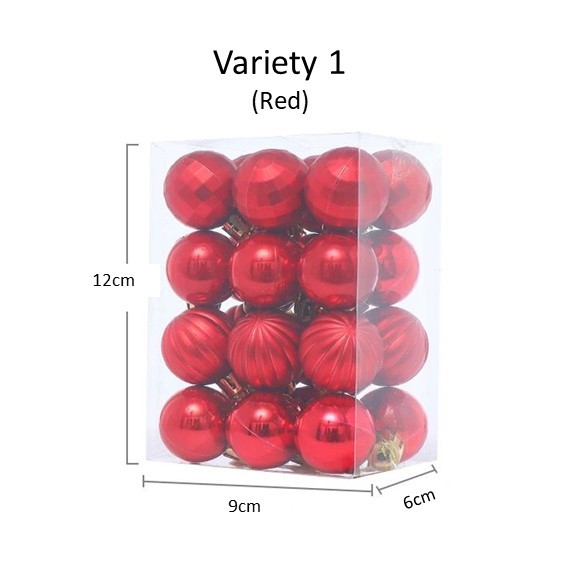 3cm(Ø) Christmas Ornament Balls (24 pcs) Candy Floriculture