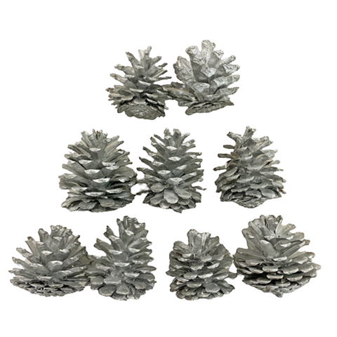 Decorative Christmas Silver Pinecone (Pack of 9) Candy Floriculture